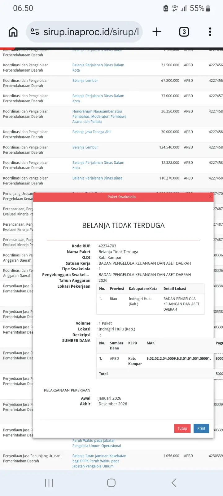 Anggaran BTT Kampar Rp5 Miliar, Mengapa Lokasi Pekerjaan Tercantum di Kabupaten Inhu?