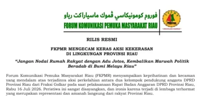FKPMR Kecam Keras Aksi Adu Jotos  di DPRD Riau