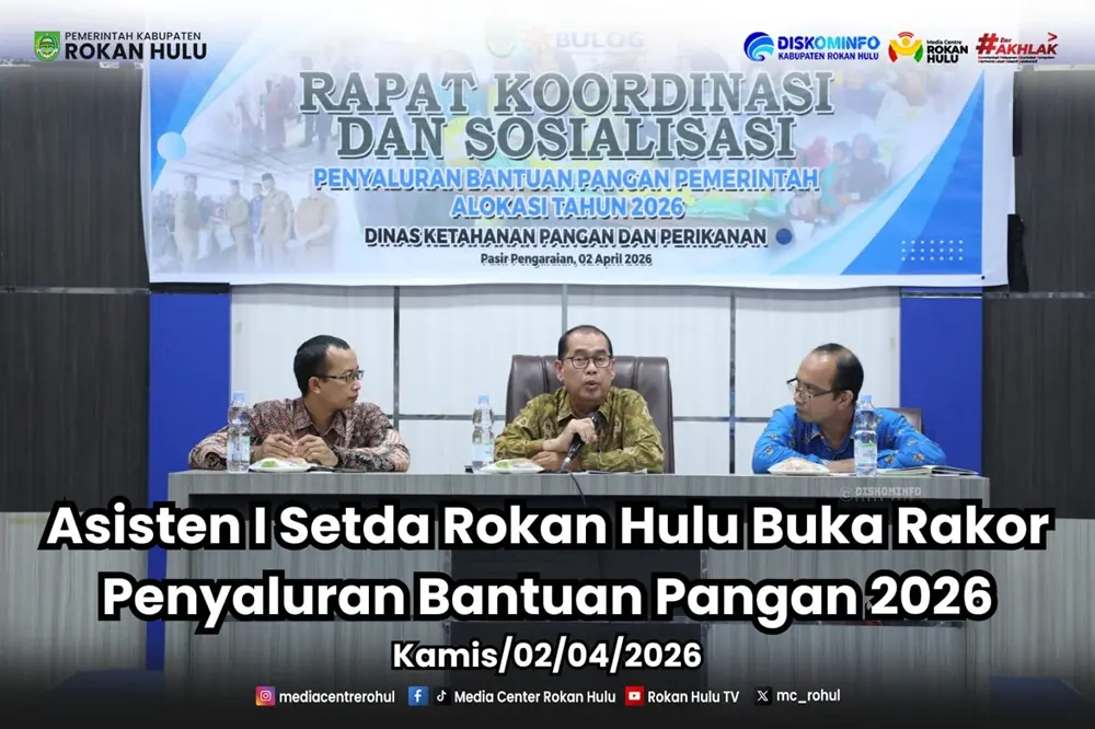 Gelar Rakor Bantuan Pangan, Pemkab Rohul Pastikan Distribusi 1.023 Ton Beras Tepat Sasaran