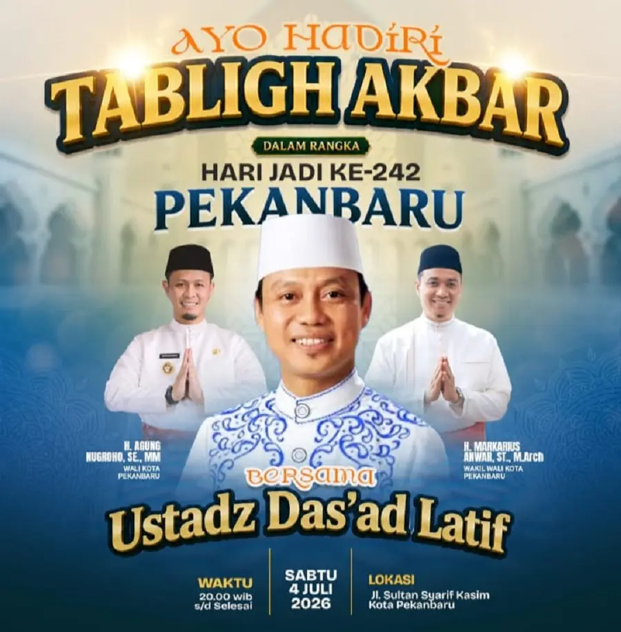 Hadirkan Ustadz Das'ad Latif, Tabligh Akbar HUT ke-242 Pekanbaru Targetkan Rekor MURI Mengaji