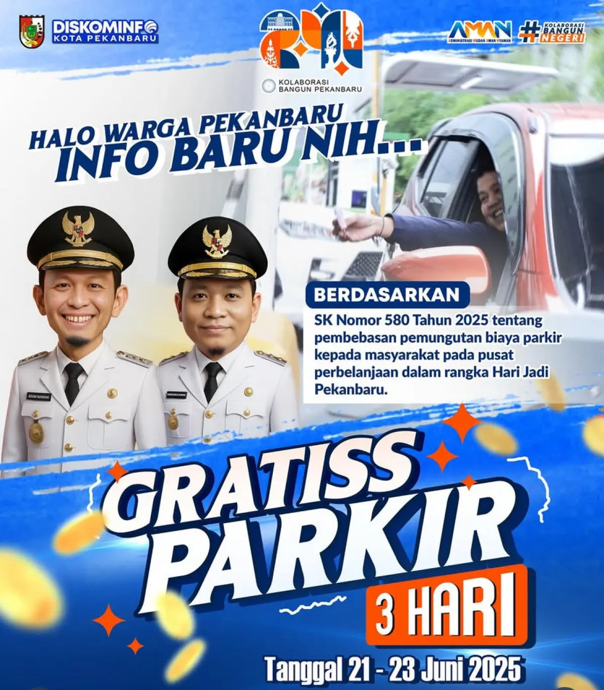 Kabar Gembira! Pemko Pekanbaru Gratiskan Parkir di Mal, Hotel dan Rumah Sakit