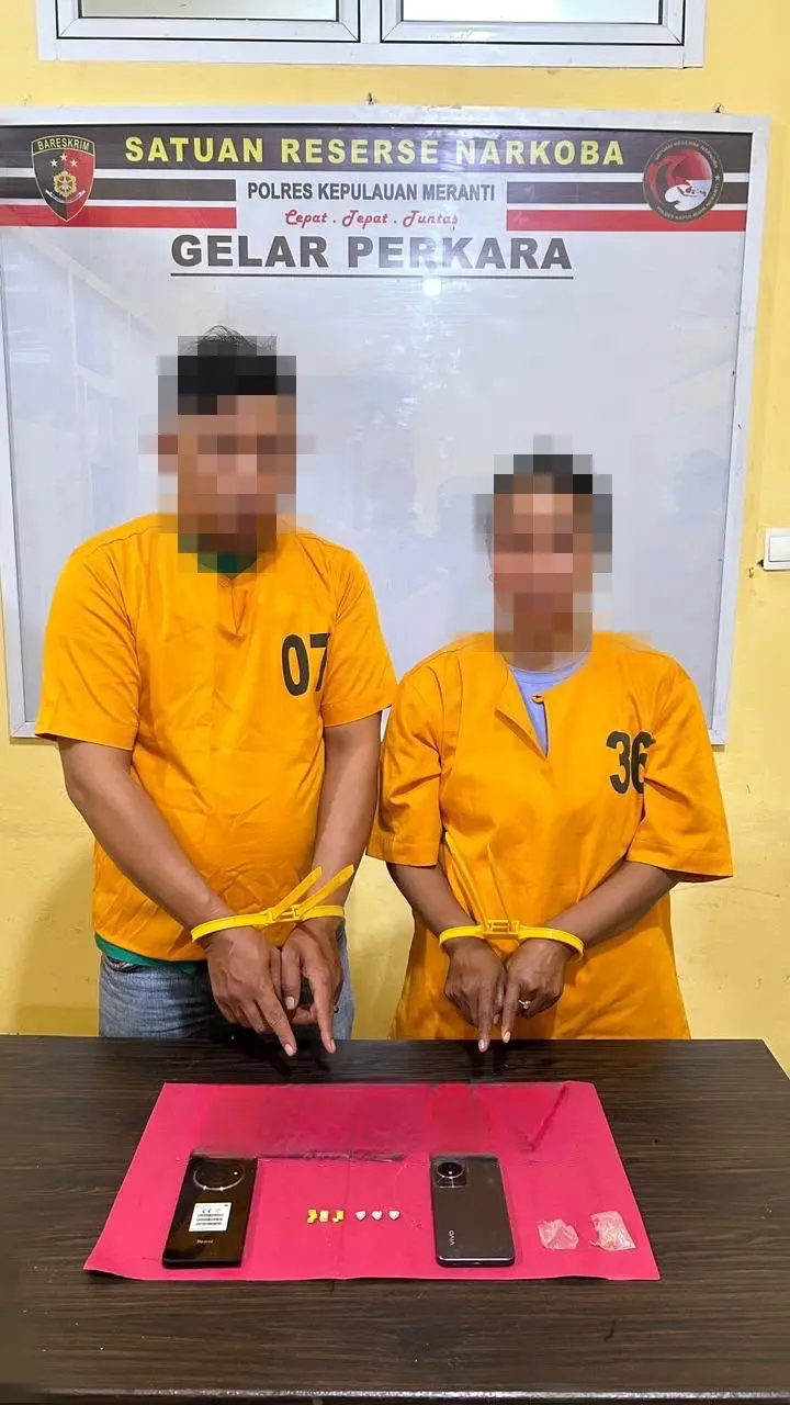 Pasutri Jadi Pengedar Ekstasi di Selatpanjang, Ditangkap di Rumah Sendiri