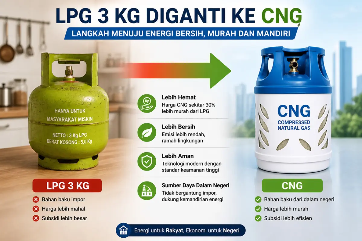 Pemerintah Akan Ganti LPG 3 Kg ke Gas CNG, Tahun ini Diberlakukan, Distribusi Tetap Seperti LPG