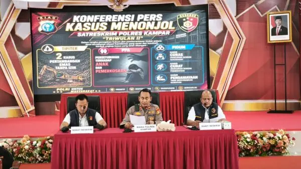 Polres Kampar Ungkap Kasus Menonjol, Tangkap Pelaku Penambang Emas Ilegal dan Pemerkosaan
