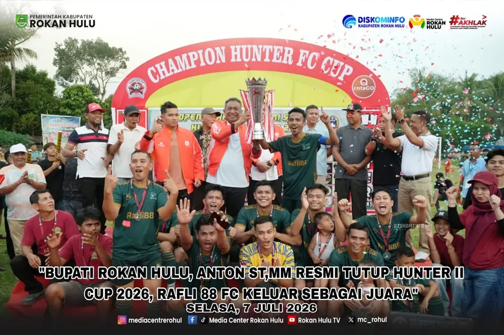 Rafli88 FC Juara Hunter II Cup 2026, Bupati Anton Beri Apresiasi Tinggi
