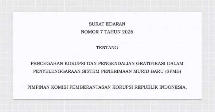 Tegas! KPK Terbitkan Surat Larangan Gratifikasi Penerimaan Siswa Baru, Tak ada Siswa Titipan dan Uang Bangku, Ada Temuan Silahkan Lapor Kesini