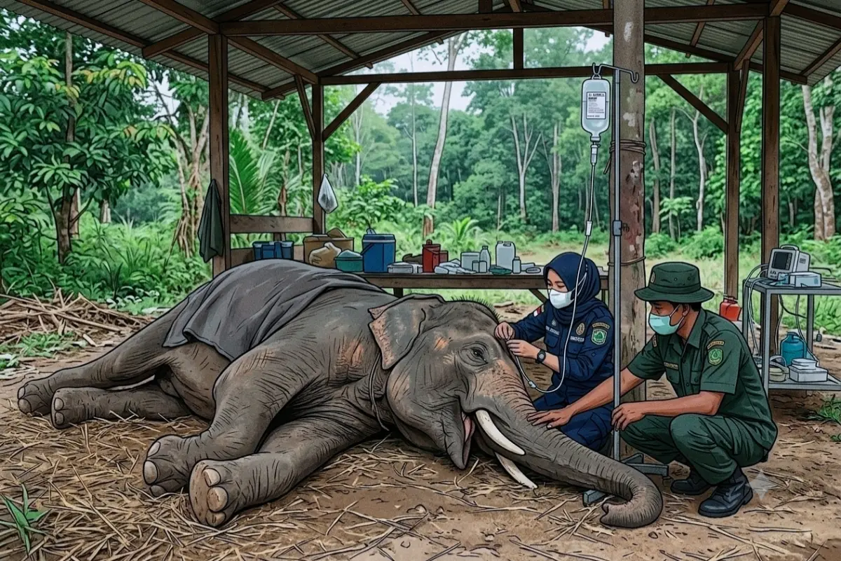 34 Hari Berjuang Lawan Sakit, Gajah Jovi yang Selama ini Berjasa Penanganan Konflik Akhirnya Meninggal
