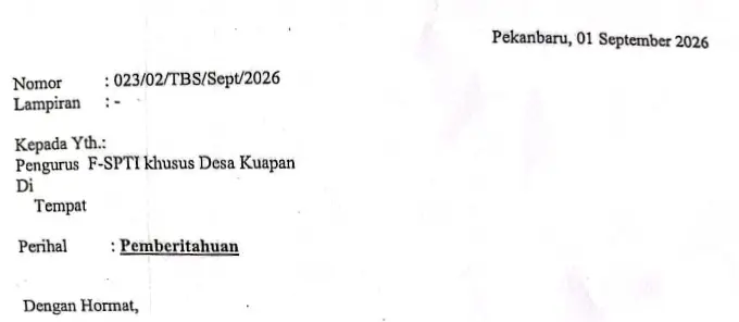 Beredar Luas! PT TBS Disebutkan Akhiri MOU Bongkar Muat TBS dengan F-SPTI Khusus Desa Kuapan