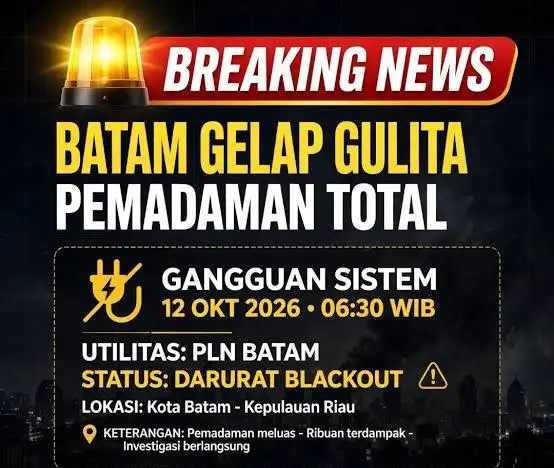 Blackout! Kota Batam, Tanjung Pinang dan Bandara Hang Nadim Gelap Gulita, Menko Bahli Turun Tangan