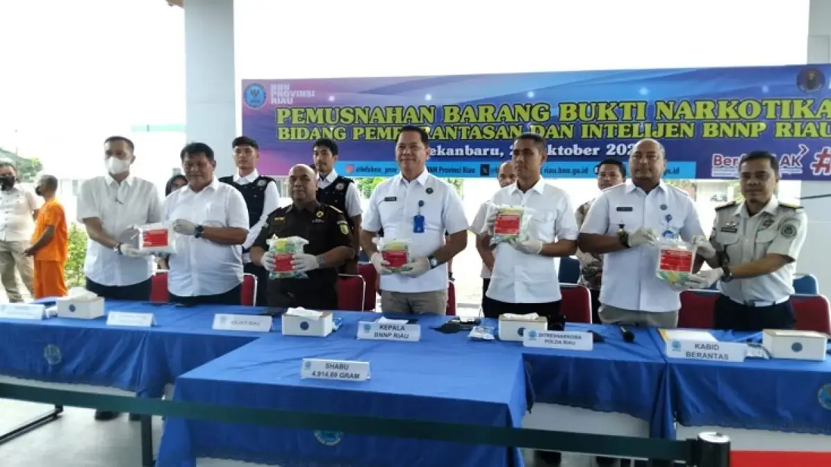 BNN Provinsi Riau Musnahkan Barang Bukti 4,9 Kg Sabu Senilai Rp7,37 Miliar