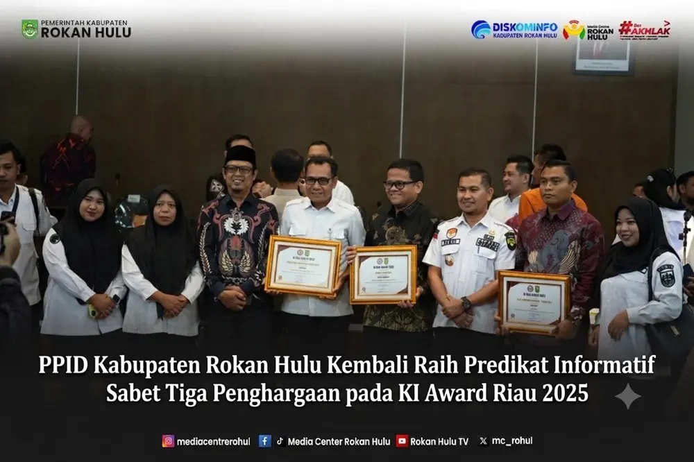 Borong Tiga Penghargaan KI Award, PPID Rohul Pertahankan Predikat Informatif Lima Kali Beruntun