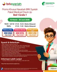 Thumbnail BRK Syariah Gandeng Mahkota Medical Centre Hadirkan Promo MCU Beli 1 Gratis 1 untuk Nasabah