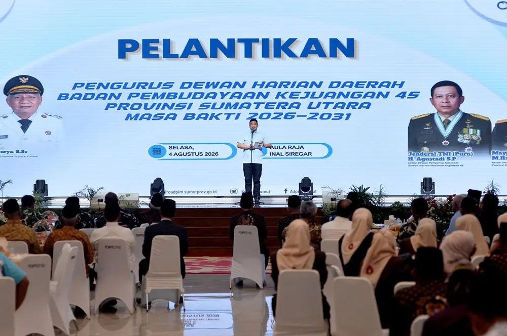 Bupati Asahan Saksikan Pengukuhan DHD BPK 45 Sumut 2026-2031 di Aula Gubsu
