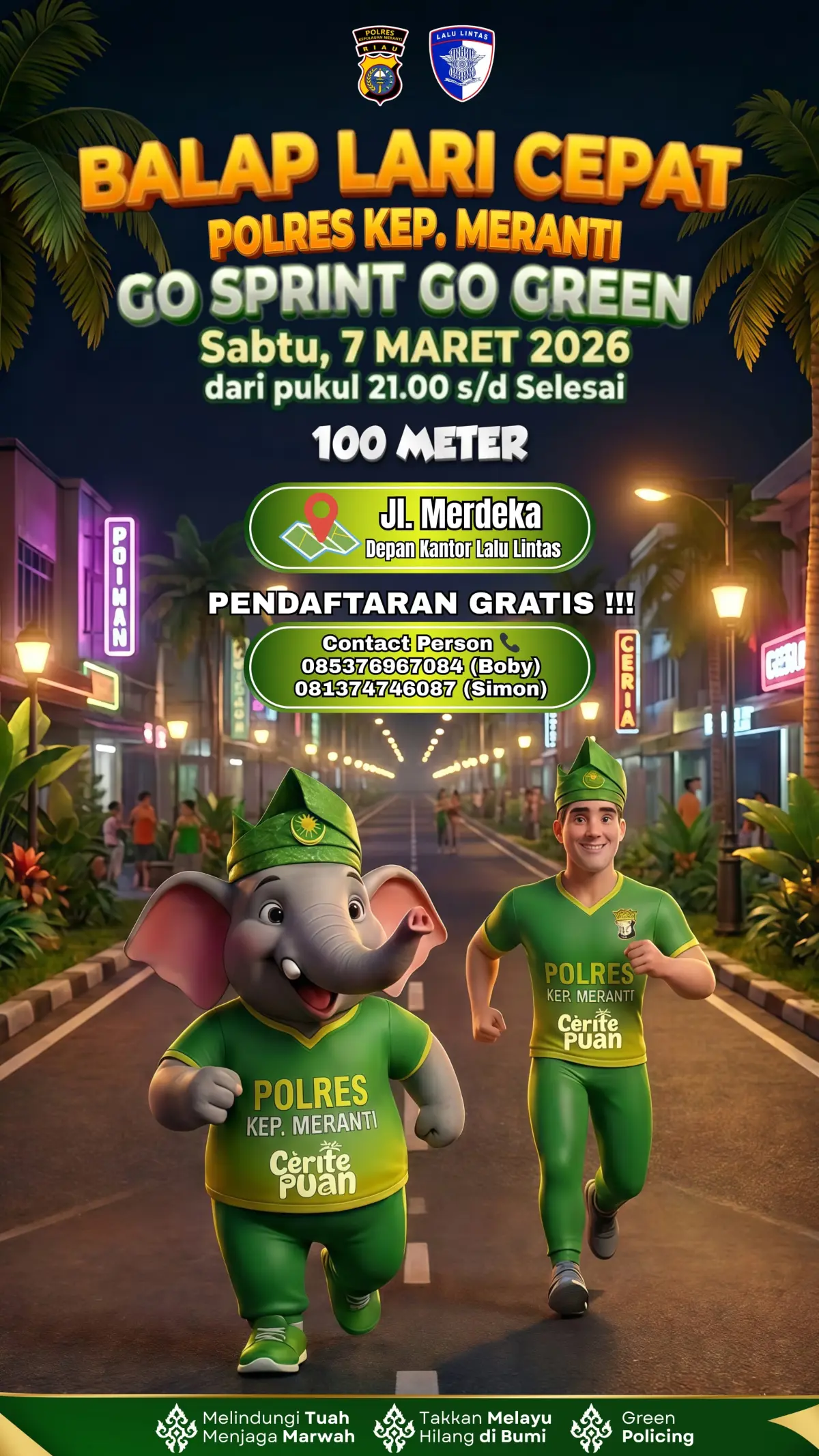 Dulu Sempat Terhenti, Dari Inisiatif Pemuda ke Event Resmi: Polres Meranti Gelar Balap Lari 100 Meter