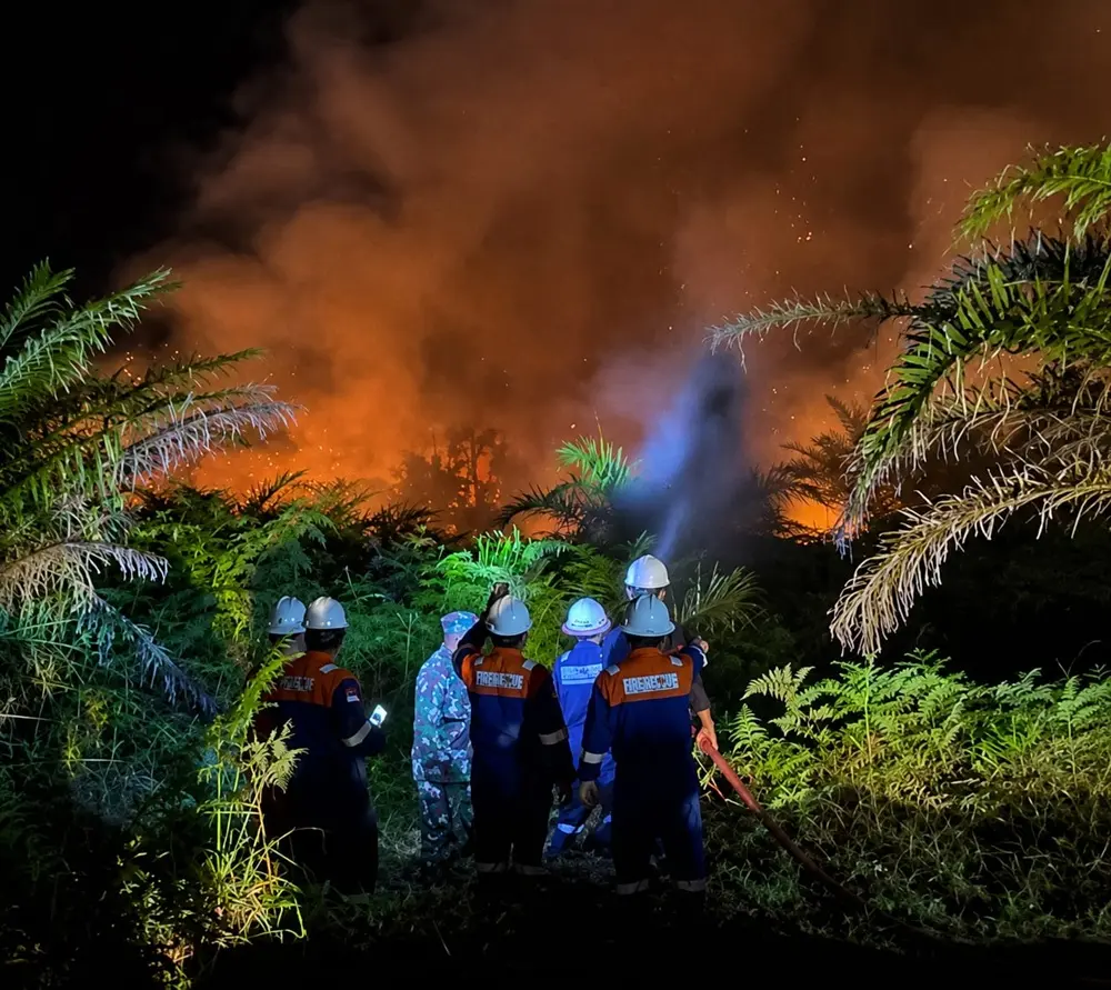Karhutla Berjarak 50 Meter dari Sumur Minyak BSP, Bupati Afni Z Turun Langsung Hingga Dini Hari