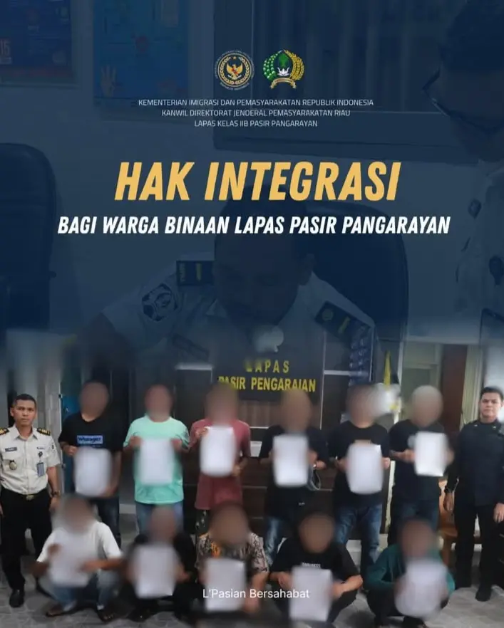 Lapas Pasir Pangaraian Berikan Hak Integrasi Kepada Warga Binaan yang Memenuhi Syarat