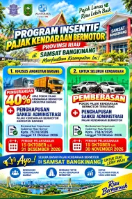Thumbnail Mulai 15 Oktober, Pemprov Riau Beri Keringanan Pajak Kendaraan, Ada Diskon 40 Persen dan Penghapusan Denda
