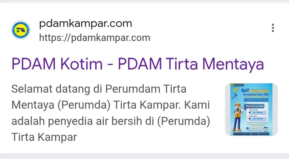 Palsu dan Menyesatkan, Nama PDAM Kampar Dicatut Website Liar Berisi Data Kabupaten Lain