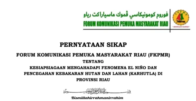 Sikapi El Nino, FKPMR Rilis Sembilan Imbauan Tegas Penanganan Karhutla di Riau