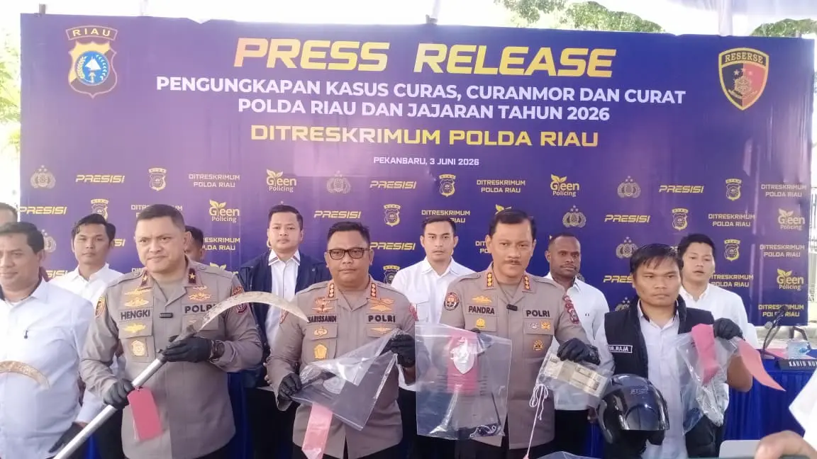 Sikat Pelaku Begal dan Curanmor, Polda Riau Ungkap 1.333 Kasus Kejahatan Jalanan
