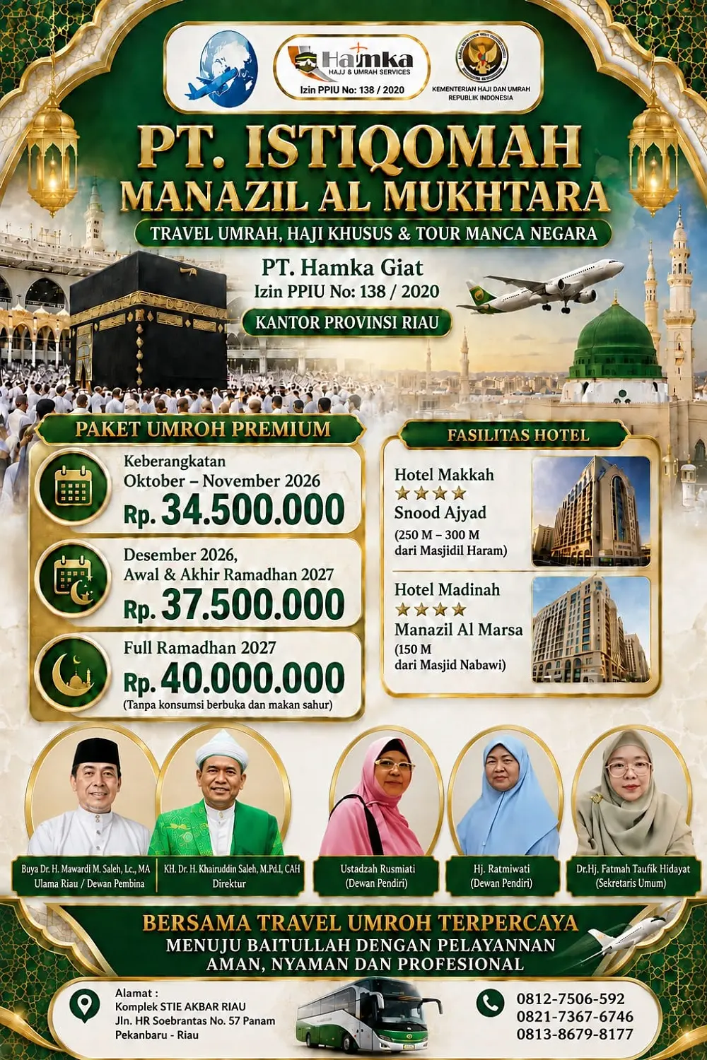 Wujudkan Ibadah Nyaman dan Aman, PT Istiqomah Manazil Al Mukhtara Siap Melayani Jemaah Umrah dan Haji Riau