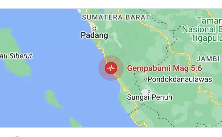 Gempa Goncang Pesisir Selatan, Sumbar, Kamis Pagi 