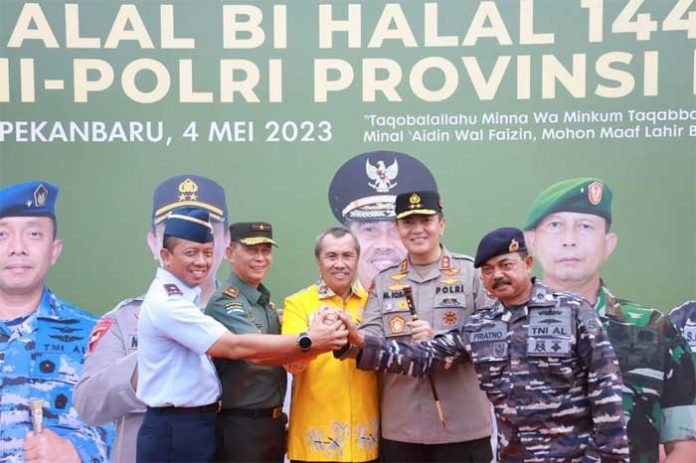 Dihadiri Gubernur Riau, Halal Bi Halal Polda Riau-TNI Terjalin Akrab dan Kompak
