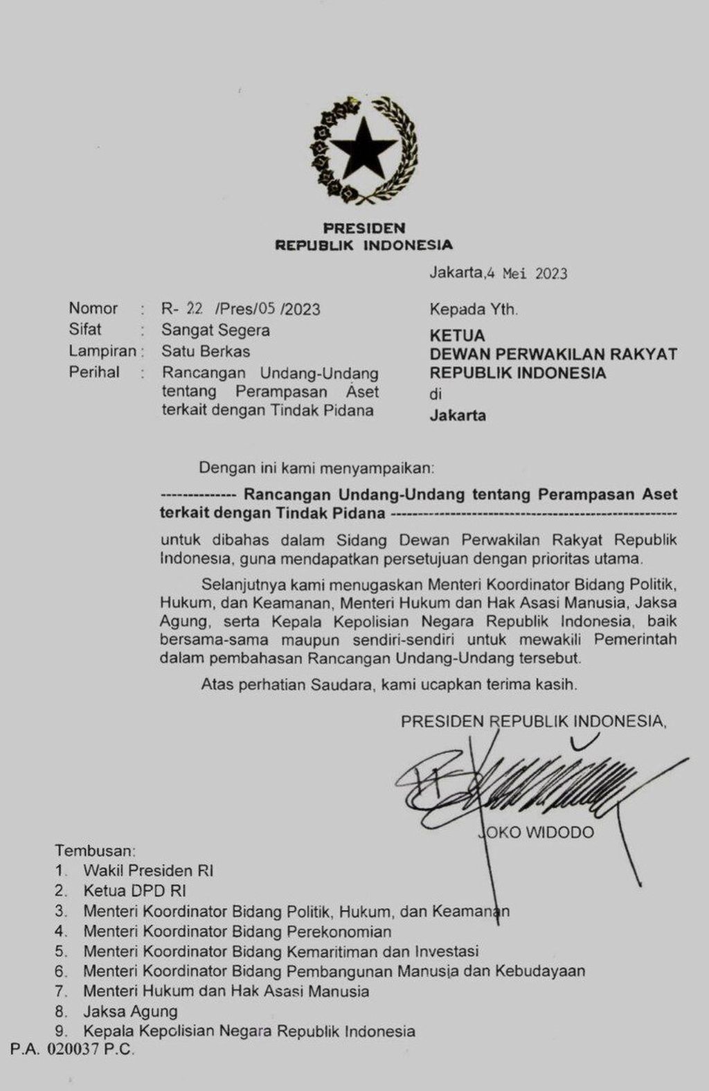 DPR RI Terima Surat Presiden  Tentang RUU Perampasan Aset  Pidana Korupsi