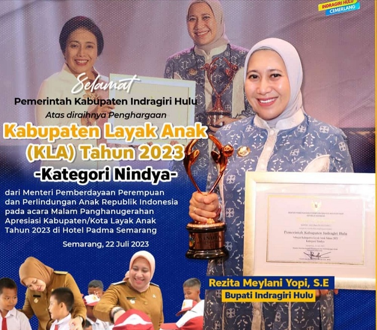 Jadi Kota Layak Anak 2023, Buah Komitmen Tinggi dari Bupati Rezita Meylani Yopi