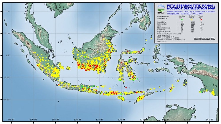 Tersebar di 7 Provinsi, Hotspot Sumatera Mencapai 1.262 Titik