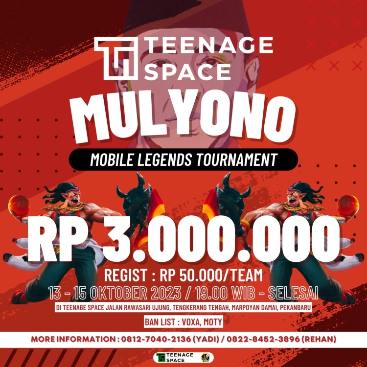 Malam Ini, Penentuan Tim Terkuat Mulyono Mobile Legends Tournamen di Teenage Space