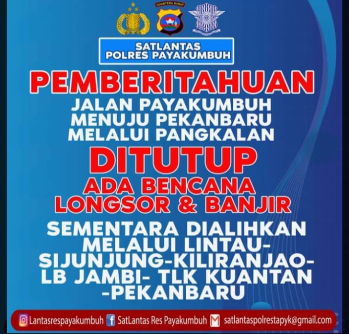 Bencana Longsor dan Banjir  Kembali Terjadi di Pangkalan, Jalan Lintas Riau-Sumbar Putus Total