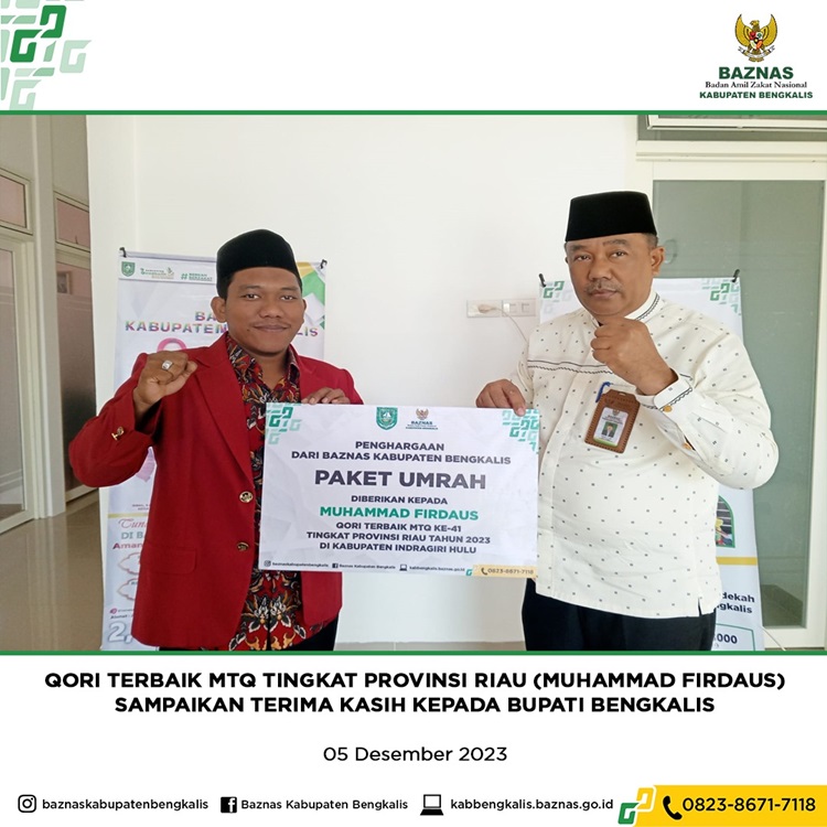 Diganjar Bonus dan Umrah, Qori Terbaik MTQ Riau Berterima Kasih Pada Bupati Kasmarni