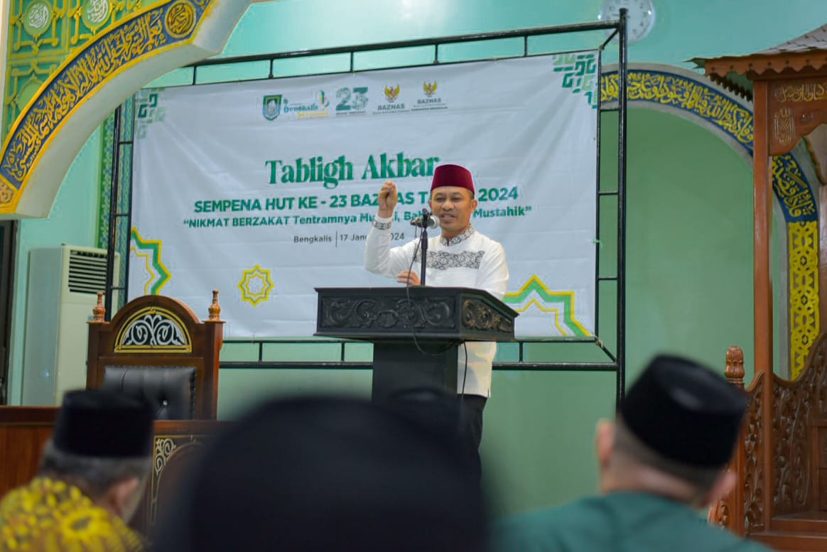 Tabligh Akbar HUT-23, Wakil Bupati Bengkalis Ajak Masyarakat Berzakat di Baznas