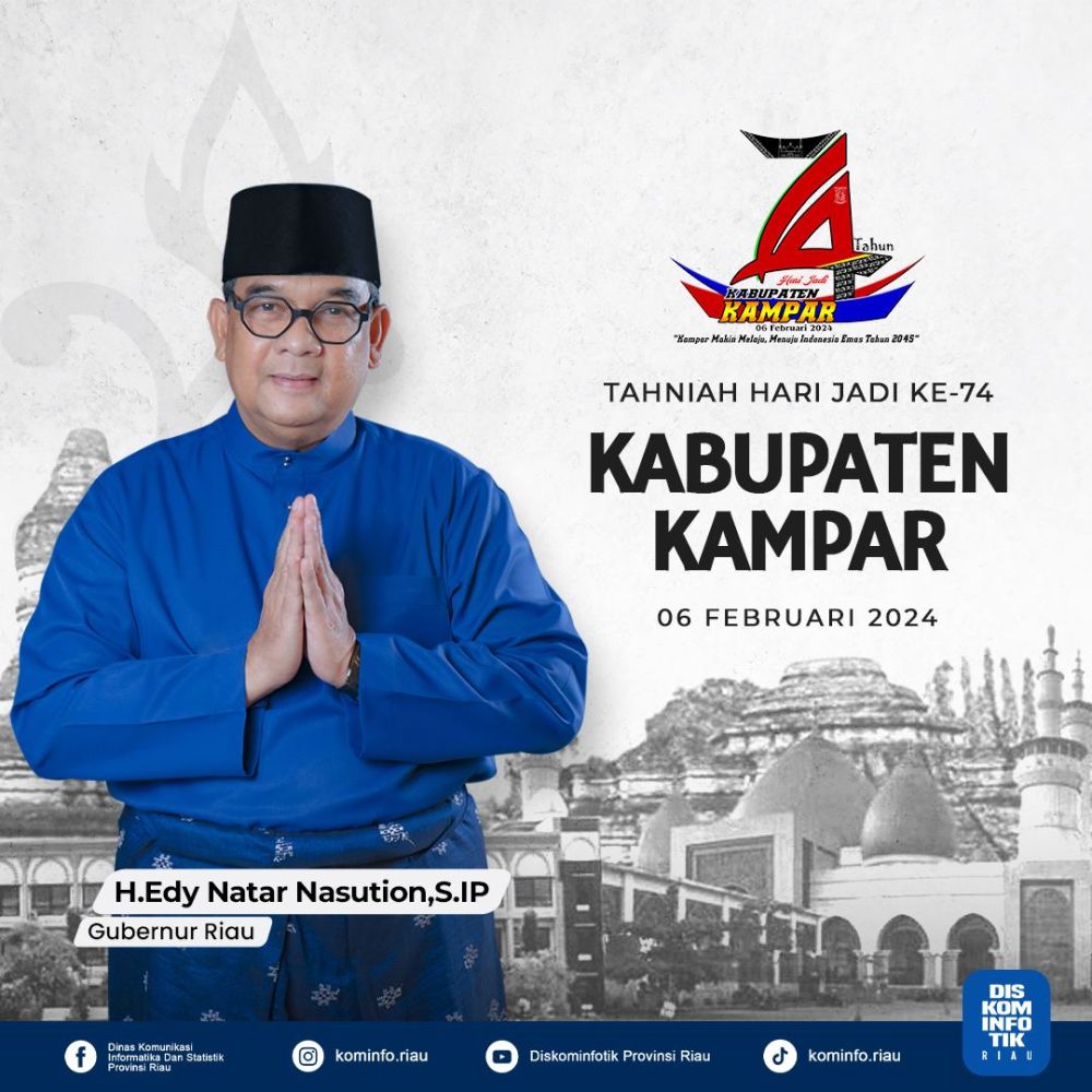 Hari Jadi Kab Kampar ke 74, Gubernur Riau Minta Tagline Kampar Serambi Mekah Benar-benar Dijalankan
