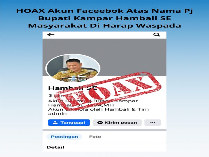 Akun Facebook Palsu Pj Bupati Kampar Beredar, Kadiskominfo: Abaikan Saja Kalau Ada Perintah