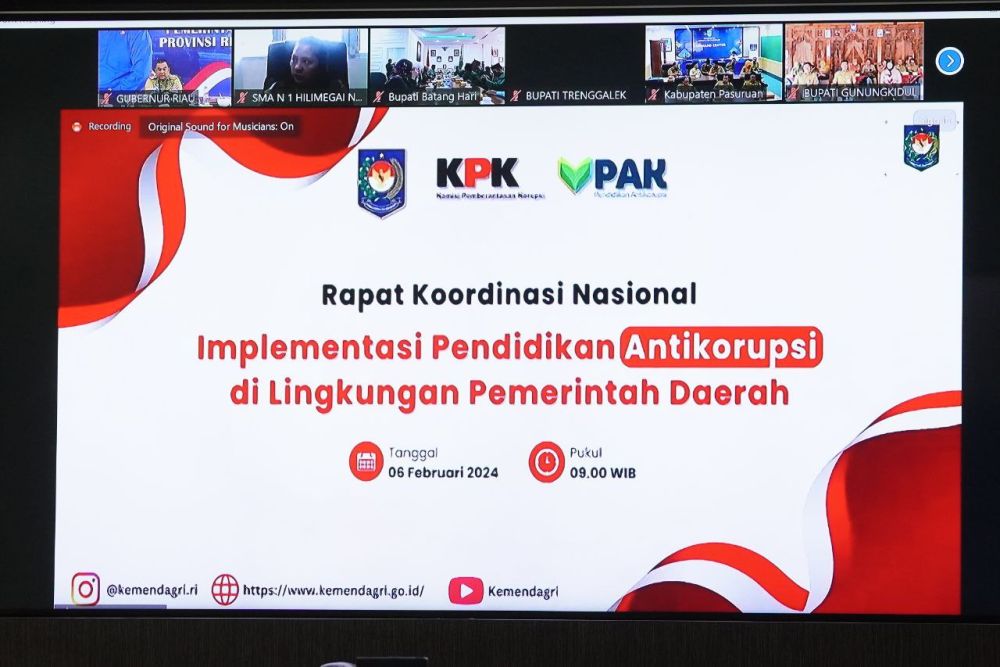 Bersama KPK dan Mendagri, Gubernur Riau Ikut Rakor Pendidikan Anti Korupsi