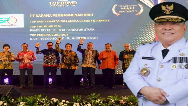 PT SPR Kembali Raih Penghargaan Top BUMD Awards 2024 dan Pj Gubri Raih Top Pembina BUMD