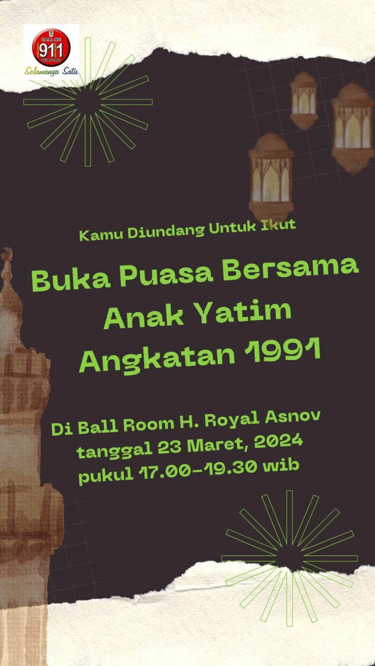 Jangan Lupa, Berikut Jadwal Berbuka SMANSA'91 Bersama Anak Yatim di Hotel Royal Asnof