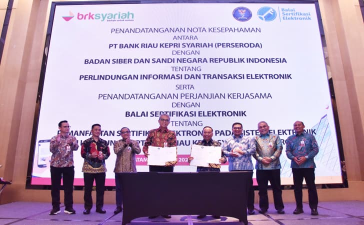 BRK Syariah Teken MoU Perlindungan Informasi dan Transaksi Elektronik dengan BSSN dan BSrE
