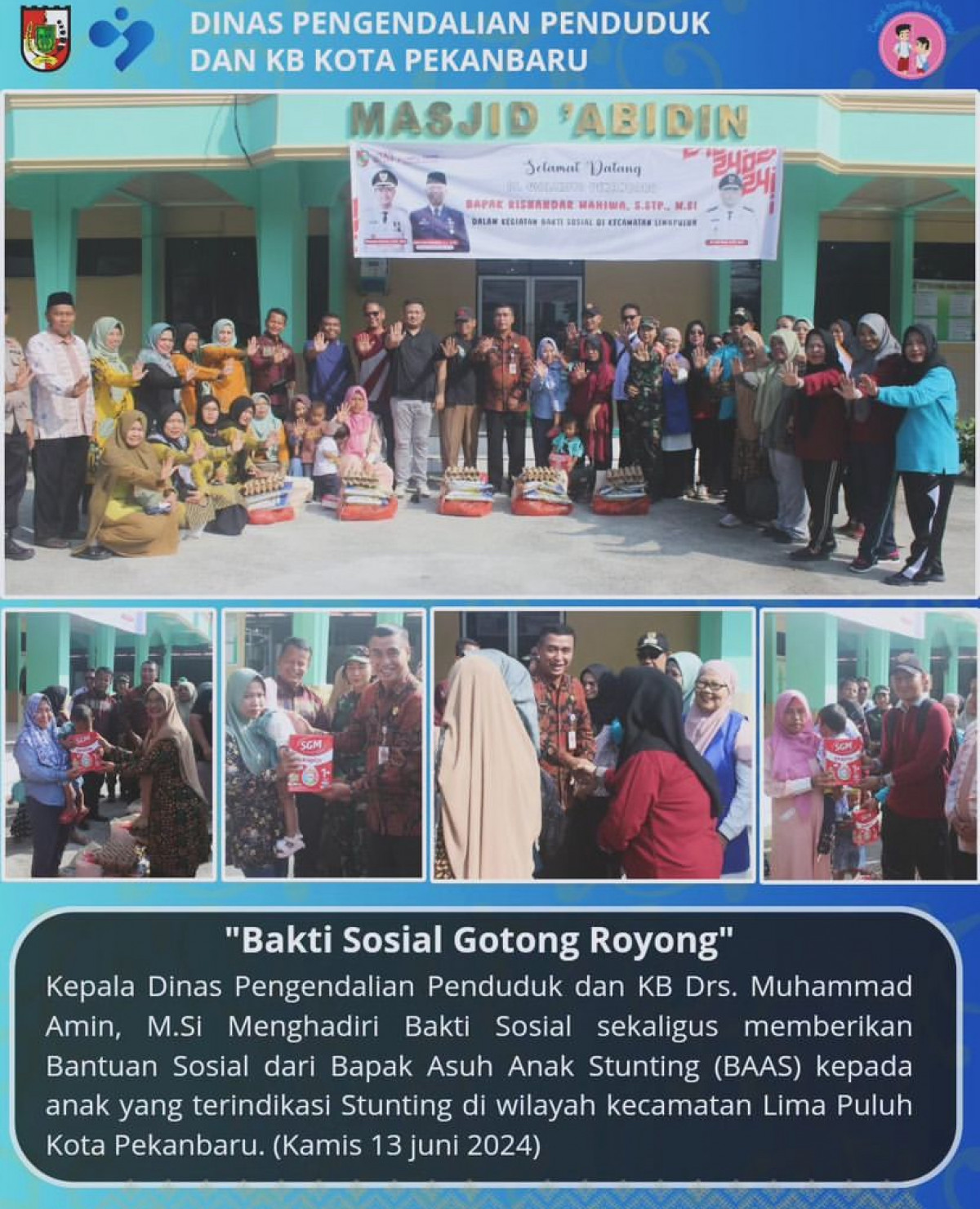 Kepala Disdalduk KB Pekanbaru Salurkan Bantuan Program BAAS Untuk Anak Stunting di Kecamatan Limapuluh