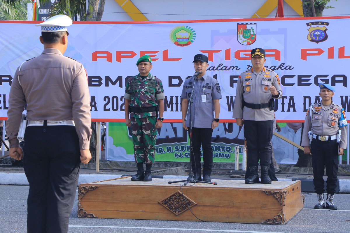 Pastikan Proses Pilkada Kondusif, Pemko Pekanbaru Gelar Apel Tiga Pilar