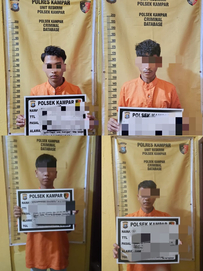Cabuli ABG 14 Tahun, 4 Pemuda Koto Tibun Ditangkap Polsek Kampar