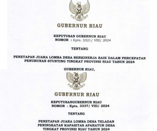 2 Desa di Bengkalis Dapat Penghargaan PKAD dan Percepatan Penurunan Stunting