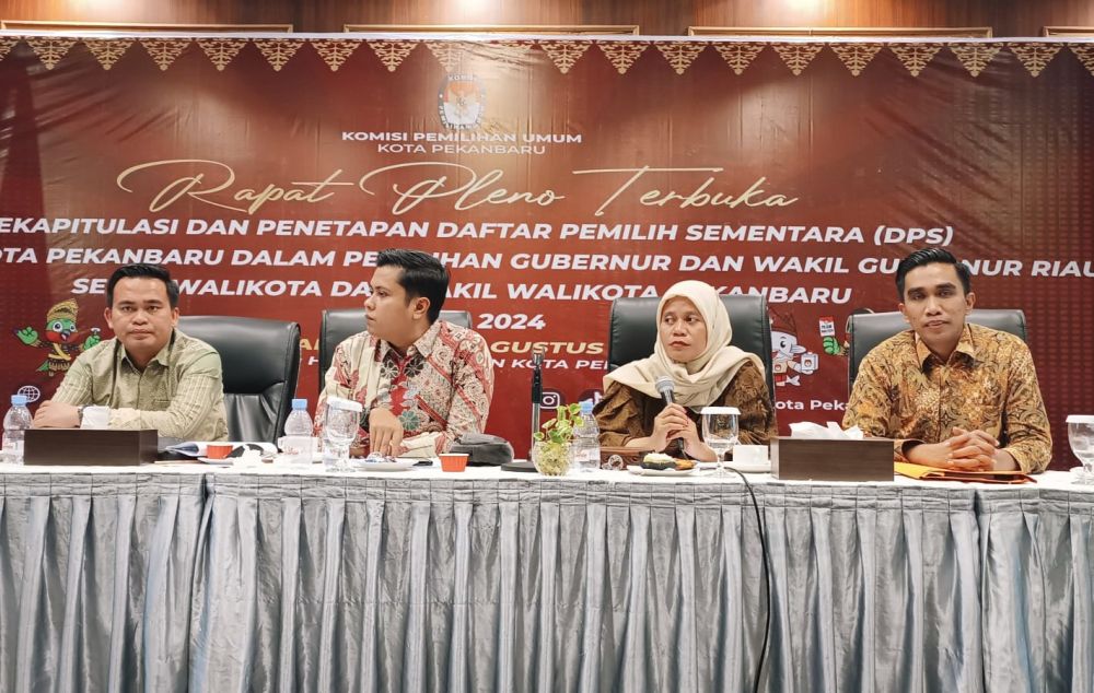 KPU Tetapkan DPS Pekanbaru 789.236 Pemilih Dengan Rincian Laki-laki 388.684 dan Perempuan 400.552 Pemilih