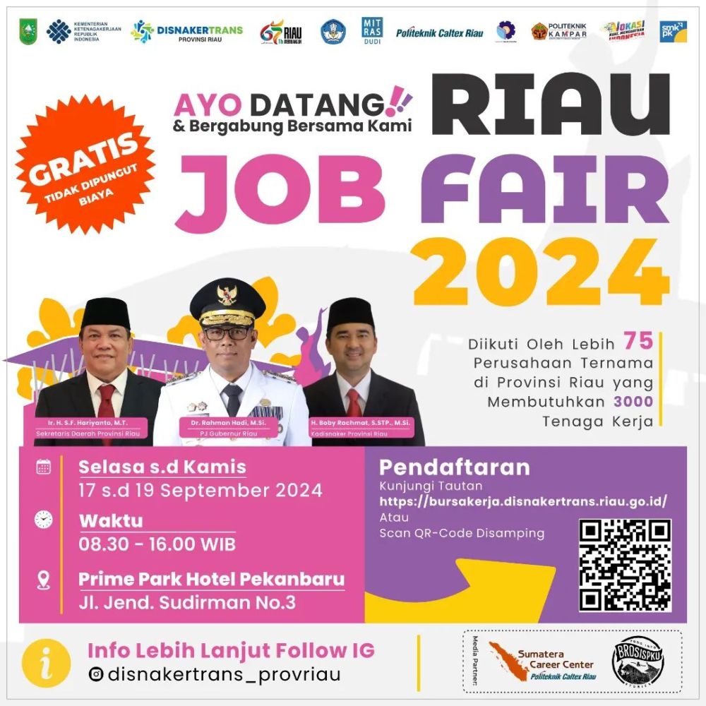 Yuk.. Siapkan Berkas, Riau Job Fair 2024 Akan Digelar 17-19 September Dengan 3.000 Lowongan Kerja