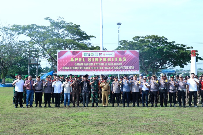 Pimpin Apel Sinergitas Patroli Skala Besar, Sekda Siak: Kita Garda Terdepan Pengamanan Pemilu