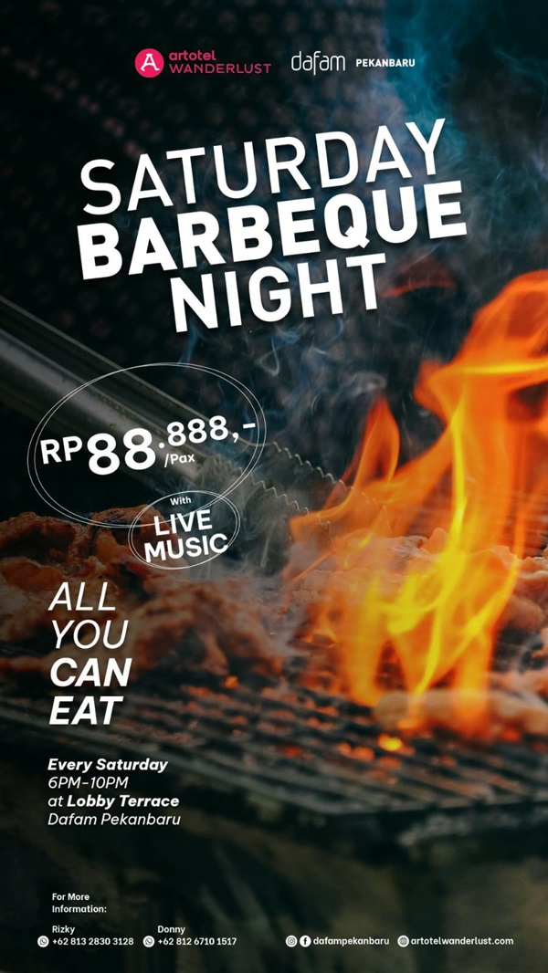 Saturday Barbeque Night Di Hotel Dafam Pekanbaru dengan Penawaran Spesial
