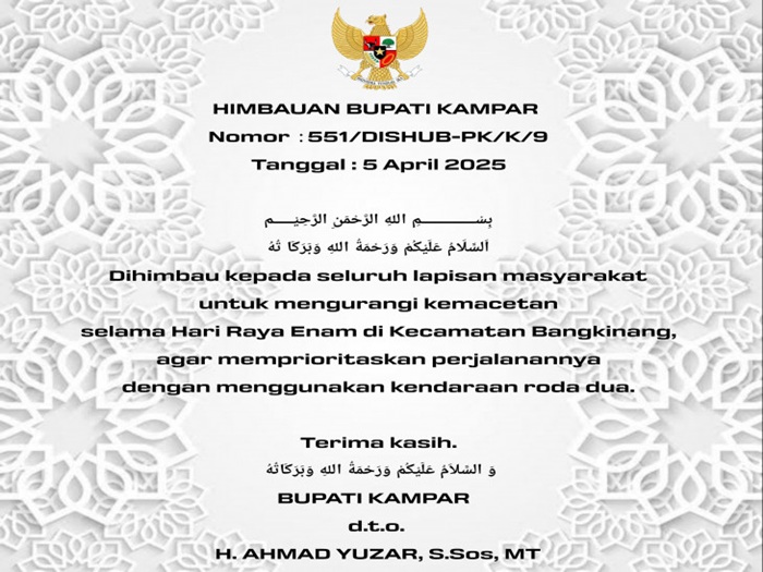 Disebut Lebih Meriah dari Idulfitri, Masyarakat Kampar Dihimbau Gunakan Roda 2 di Hari Raya Enam
