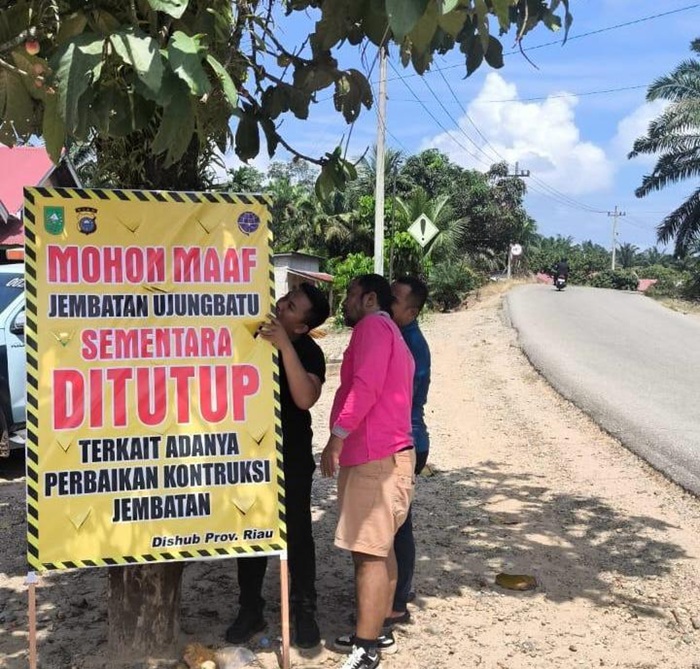 Dalam Perbaikan, Jembatan Sei Rokan Ujung Batu Ditutup Total